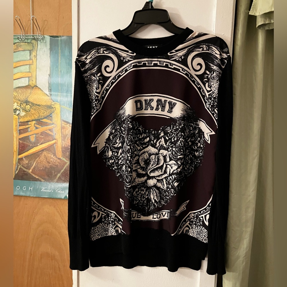 DKNY Scarf Print Top M